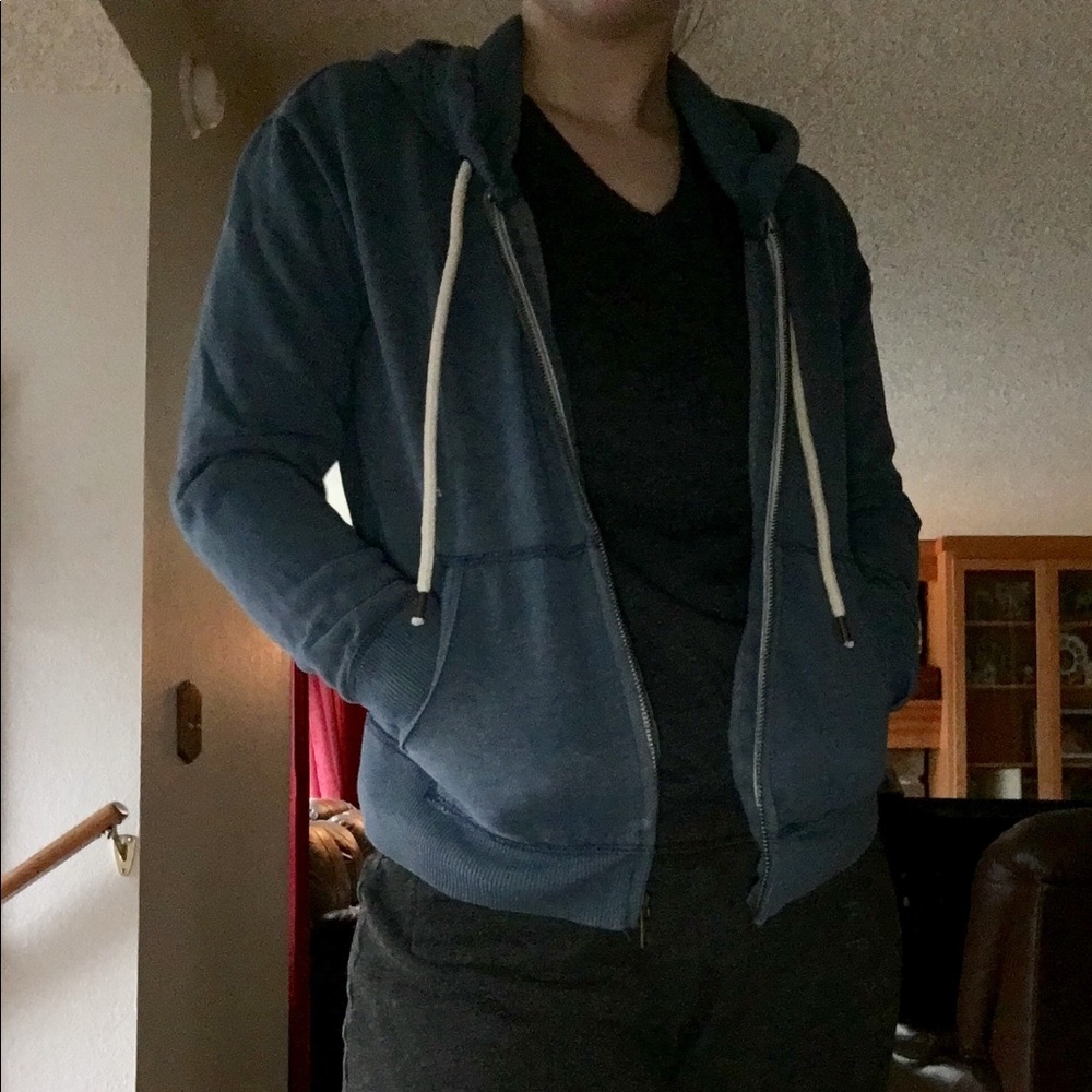 Blue American Eagle Zip Up Hoodie